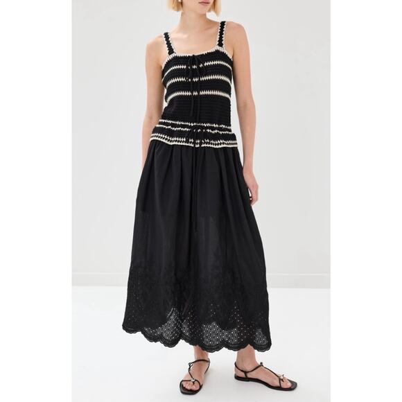 TUCKERNUCK EN Saison Lucia Crocheted Black White Midi Dress NWT Size Small - Picture 6 of 8